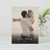 Eenvoudige zwart-wit foto bruiloft kaart (Staand voorkant)