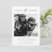 Eenvoudige zwart-wit foto bruiloft opslaan van de  save the date (Staand voorkant)