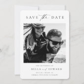 Eenvoudige zwart-wit foto bruiloft opslaan van de  save the date (Voorkant)