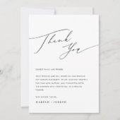 Eenvoudige zwart-wit foto bruiloft receptie tafel bedankkaart (Voorkant)