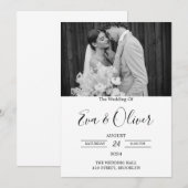 Eenvoudige zwart-wit foto bruiloft uitnodiging (Voorkant / Achterkant)