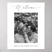 Eenvoudige zwart-wit foto bruiloft welkom teken poster (Voorkant)