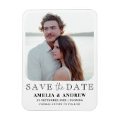 Eenvoudige Zwart & Wit Foto Datum opslaan Magneet (Verticaal)