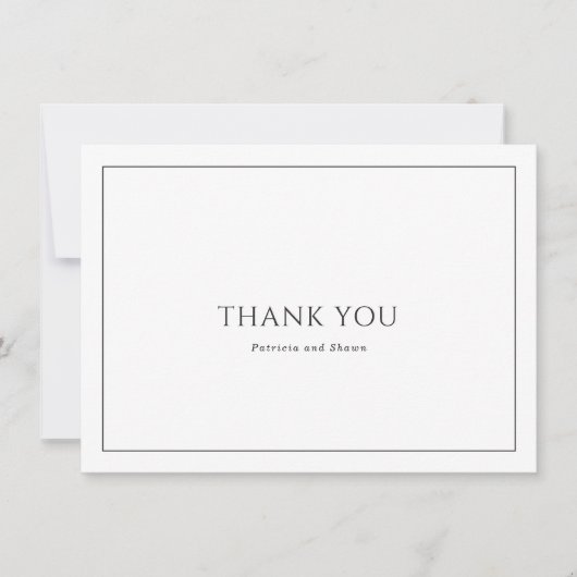 Eenvoudige zwart-wit foto Elegante bruiloft Bedankkaart (Voorkant)