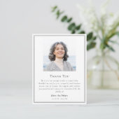 Eenvoudige zwart-wit foto Memorial Dank u Bedankkaart (Staand voorkant)