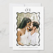 Eenvoudige zwart-wit foto monogram bruiloft kaart (Achterkant)