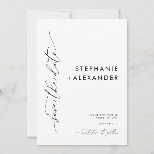 Eenvoudige zwart-wit foto Opslaan van de datum Kaa Save The Date (Voorkant)