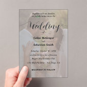 Eenvoudige zwart-wit foto overlay bruiloft acryl uitnodigingen (Insitu (Draagbaar))