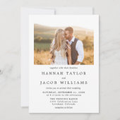 Eenvoudige zwart-wit foto overlay QR code bruiloft Kaart (Voorkant)