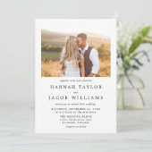 Eenvoudige zwart-wit foto overlay QR code bruiloft Kaart (Staand voorkant)