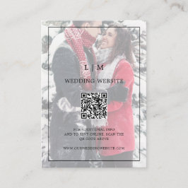 Eenvoudige zwart-wit foto QR-code bruiloft Informatiekaartje