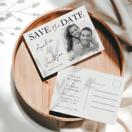 Eenvoudige Zwart-Wit Foto Save the Date Aankondigingskaart