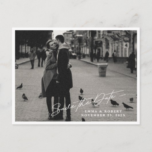 Eenvoudige zwart-wit foto Save the Date Aankondigingskaart (Voorkant)