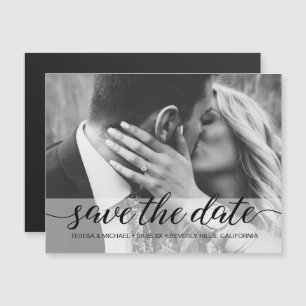 Eenvoudige zwart-wit foto Save the date Huwelijk