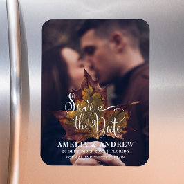 Eenvoudige Zwart & Wit Foto Save the Date Magneet