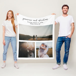 Eenvoudige zwart-wit fotocollage Modern Fleece Deken