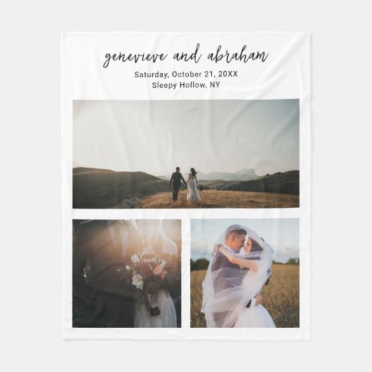 Eenvoudige zwart-wit fotocollage Modern Fleece Deken (Voorkant)