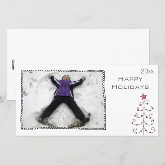 eenvoudige zwart-wit fotokaart feestdagenkaart (Voorkant / Achterkant)