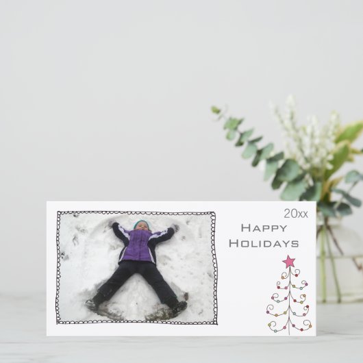 eenvoudige zwart-wit fotokaart feestdagenkaart (Staand voorkant)