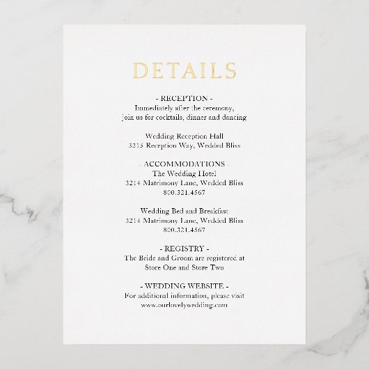 Eenvoudige zwart-wit gedurfde bruiloft Folie RSVP Folie Uitnodiging Briefkaart (Voorkant)