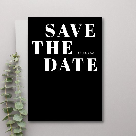Eenvoudige zwart-wit gedurfde minimalistische brui save the date