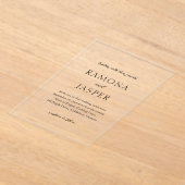 Eenvoudige zwart-wit gedurfde moderne bruiloft acryl uitnodigingen (Laagn)