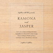 Eenvoudige zwart-wit gedurfde moderne bruiloft acryl uitnodigingen (Voorkant)