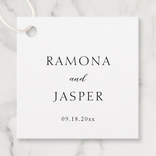 Eenvoudige zwart-wit gedurfde moderne bruiloft bedankjes labels (Voorkant)