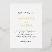 Eenvoudige zwart-wit gedurfde moderne bruiloft folie uitnodiging (Voorkant)