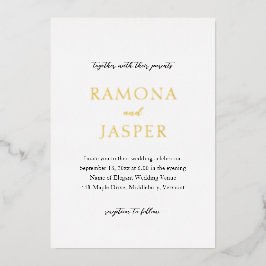 Eenvoudige zwart-wit gedurfde moderne bruiloft folie uitnodiging