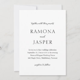 Eenvoudige zwart-wit gedurfde moderne bruiloft kaart