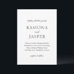 Eenvoudige zwart-wit gedurfde moderne bruiloft kaart<br><div class="desc">Elegant huwelijksuitnodiging met een eenvoudig en minimaal ontwerp. Een klassieke lay-out met uw namen in grote letters voor een moderne draai aan deze traditionele stijluitnodiging. Dit zwarte en witte ontwerp kan aan om het even welke kleur worden gewijzigd u in het ontwerpuitgevende hulpmiddel kiest. Deze trouwuitnodiging is perfect voor een...</div>