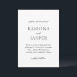 Eenvoudige zwart-wit gedurfde moderne bruiloft kaart<br><div class="desc">Elegant huwelijksuitnodiging met een eenvoudig en minimaal ontwerp. Een klassieke lay-out met uw namen in grote letters voor een moderne draai aan deze traditionele stijluitnodiging. Dit zwarte en witte ontwerp kan aan om het even welke kleur worden gewijzigd u in het ontwerpuitgevende hulpmiddel kiest. Deze trouwuitnodiging is perfect voor een...</div>