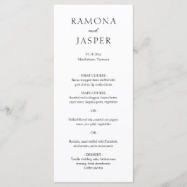 Eenvoudige zwart-wit gedurfde moderne bruiloft menu