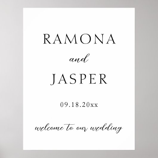 Eenvoudige zwart-wit gedurfde moderne bruiloft poster (Voorkant)