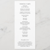 Eenvoudige zwart-wit gedurfde moderne bruiloft programmakaart (Achterkant)