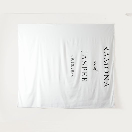 Eenvoudige zwart-wit gedurfde moderne bruiloft wandkleed (Voorkant (horizontaal))