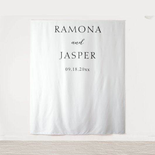 Eenvoudige zwart-wit gedurfde moderne bruiloft wandkleed (Voorkant)