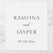 Eenvoudige zwart-wit gedurfde moderne bruiloft wijn etiket (Enkel label)