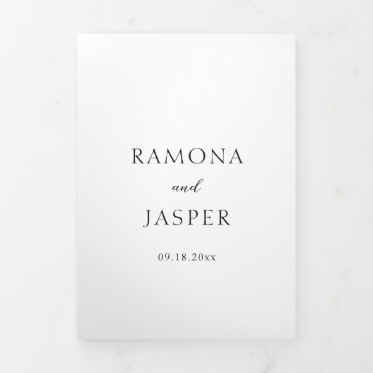 Eenvoudige zwart-wit gedurfde QR-code Moderne brui Drieluik Uitnodiging (Cover)