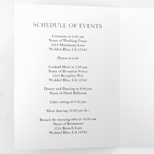 Eenvoudige zwart-wit gedurfde QR-code Moderne brui Drieluik Uitnodiging (Binnenzijde eerst)