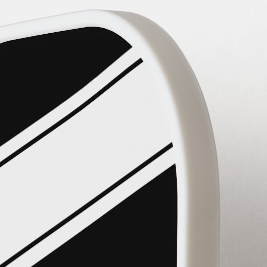 Eenvoudige zwart-wit gestreepte aangepaste naam pickleball paddle (Links Detail)