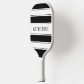 Eenvoudige zwart-wit gestreepte aangepaste naam pickleball paddle (Links)