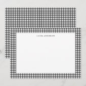 Eenvoudige zwart-wit Gingham gepersonaliseerd Bedankkaart (Voorkant / Achterkant)