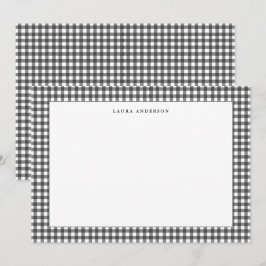 Eenvoudige zwart-wit Gingham gepersonaliseerd Bedankkaart (Voorkant / Achterkant)