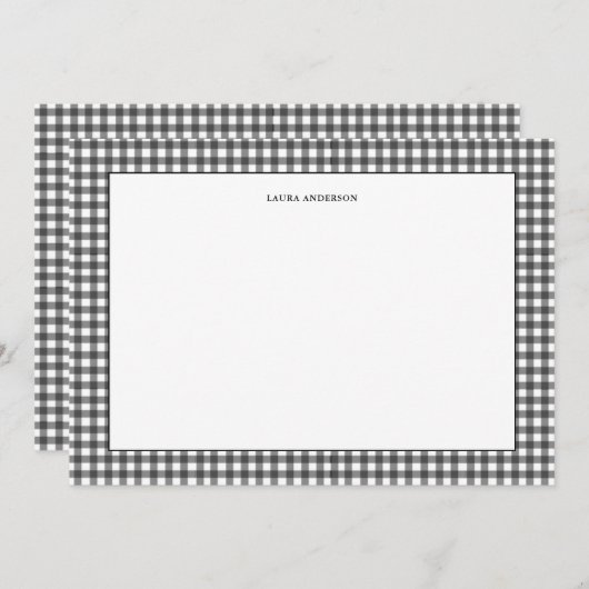Eenvoudige zwart-wit Gingham gepersonaliseerd Bedankkaart (Voorkant / Achterkant)