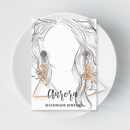 Eenvoudige zwart-wit golvend haar tekening sierade visitekaartje