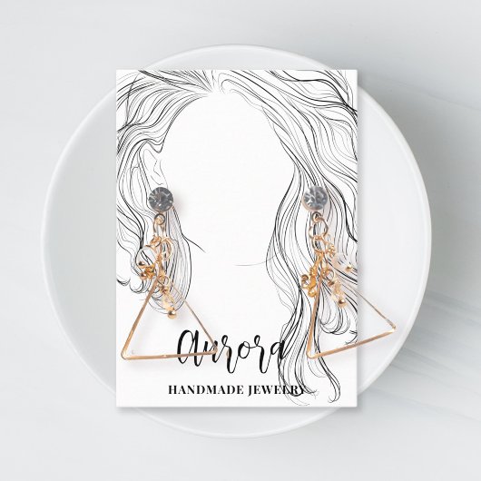 Eenvoudige zwart-wit golvend haar tekening sierade visitekaartje