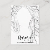 Eenvoudige zwart-wit golvend haar tekening sierade visitekaartje (Voorkant)