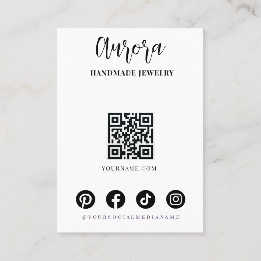 Eenvoudige zwart-wit golvend haar tekening sierade visitekaartje (Achterkant)